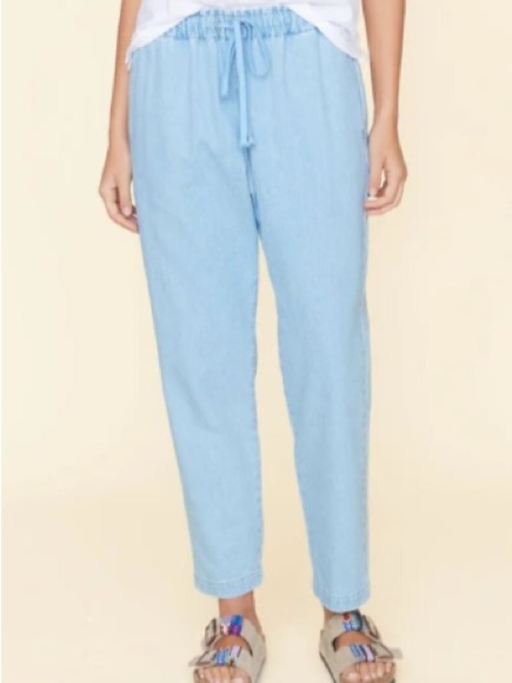 Xírena Rex Cotton Drawstring Jogger Pants Light Blue Size L Lightweight Summer